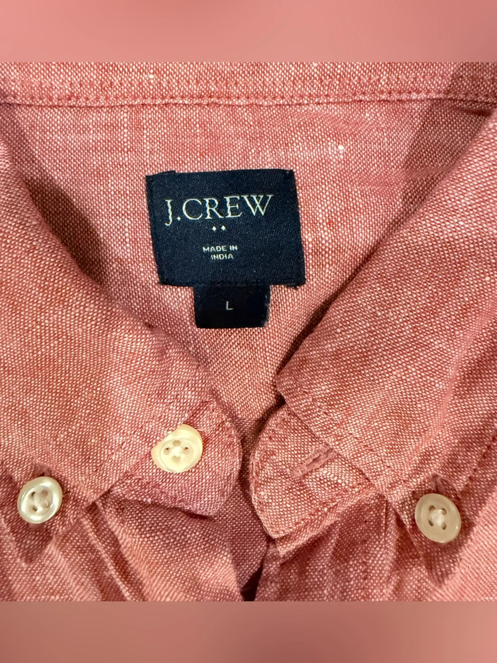 J Crew Men’s Short Sleeve Linen Button Down Shirt Red Size L